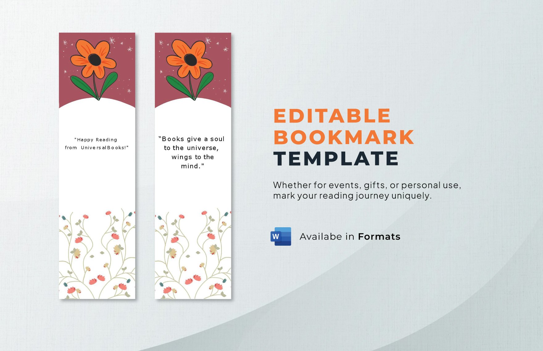 Free Editable Bookmark Template in Word