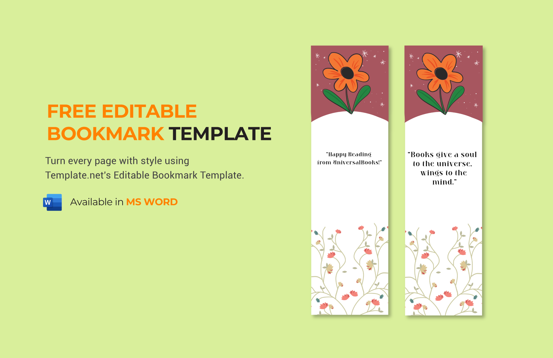 Editable Bookmark Template