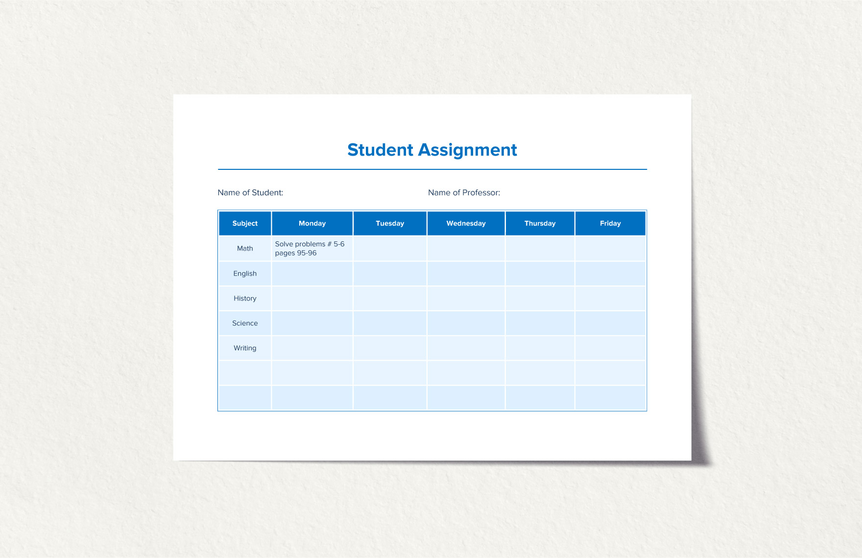 Student Assignment Template