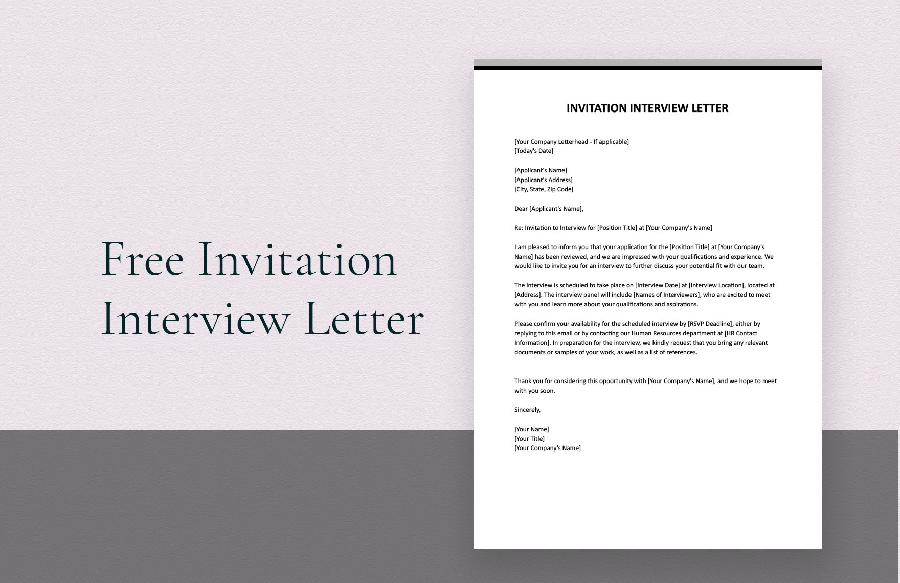 Free Invitation Interview Letter