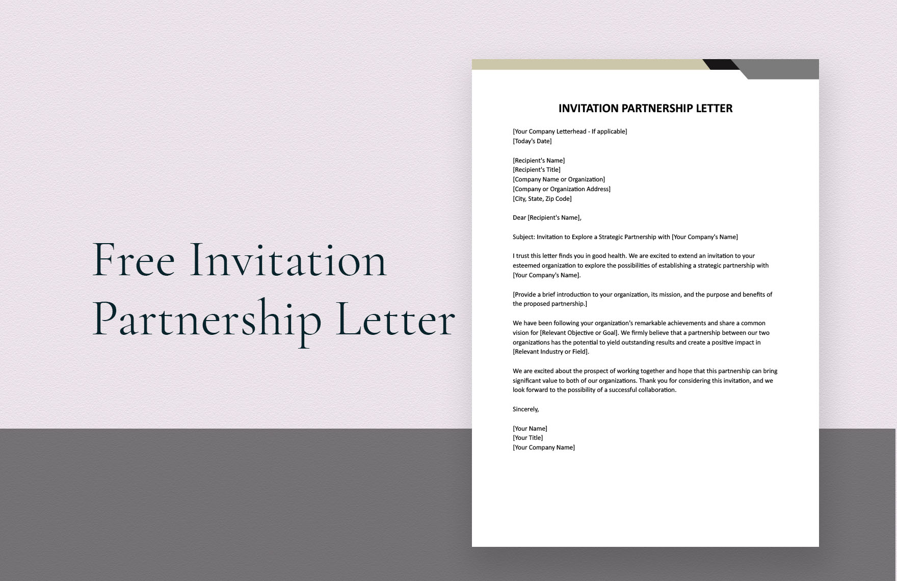 Free Invitation Partnership Letter
