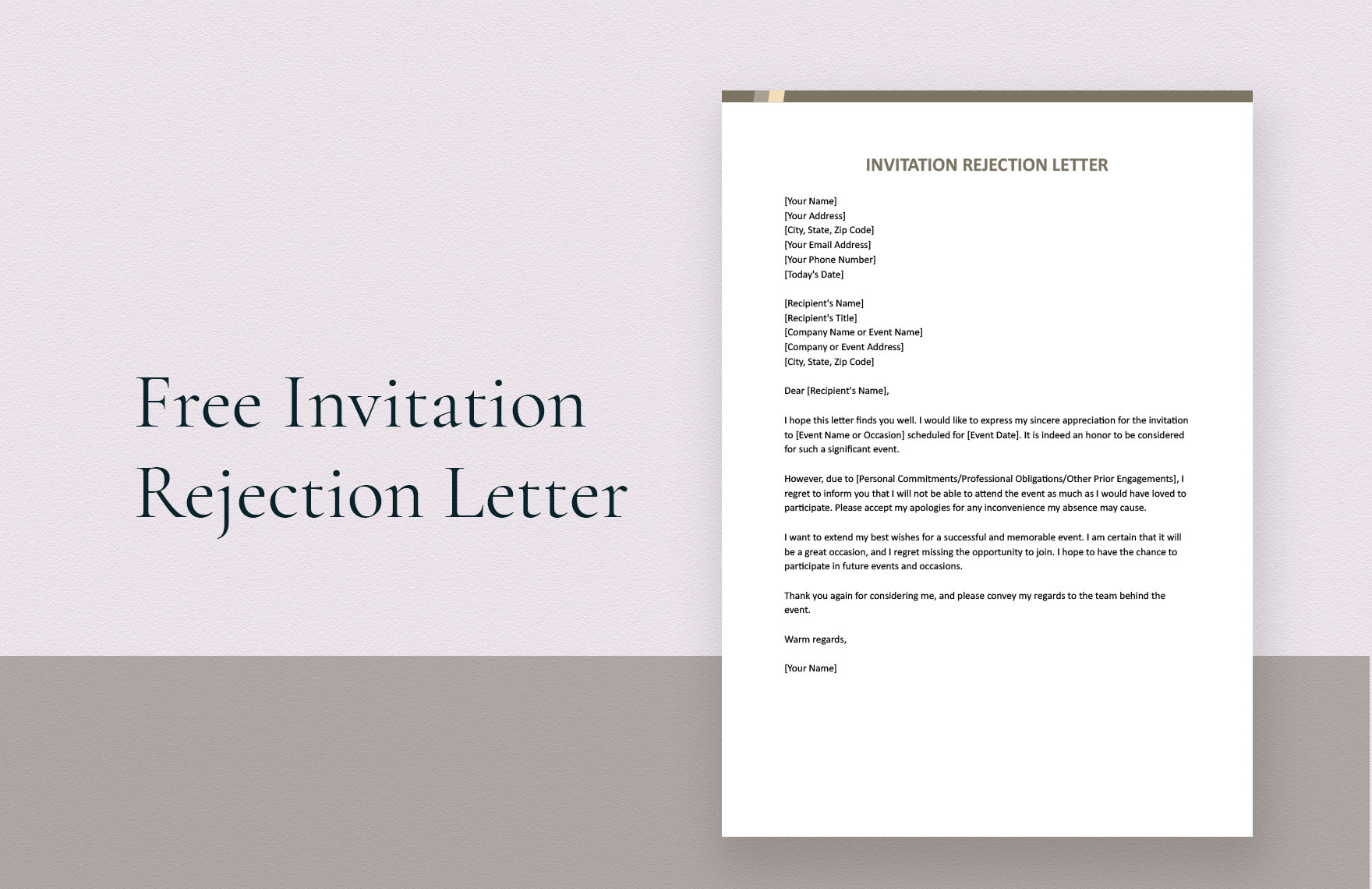 Invitation Rejection Letter