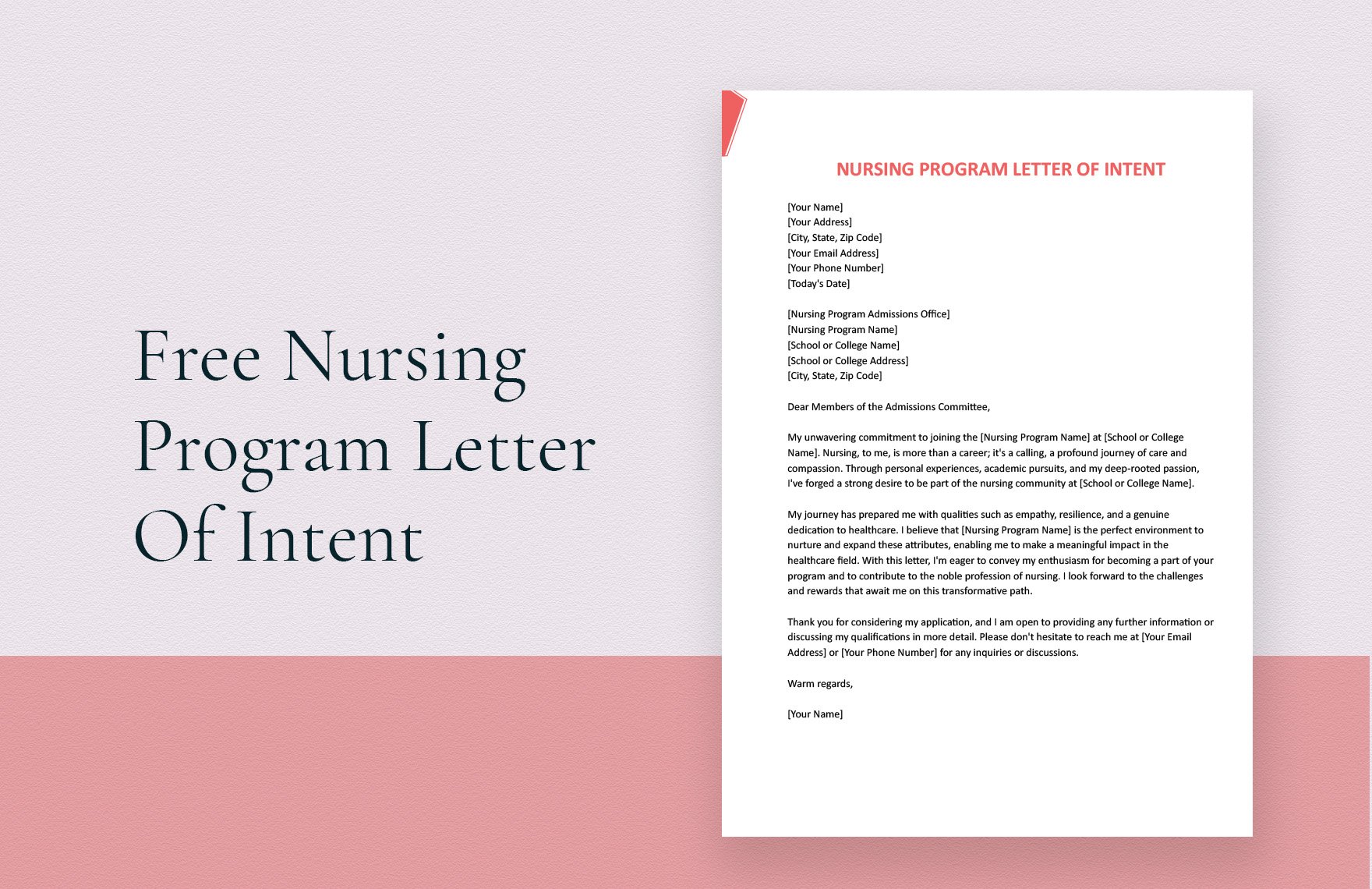 Nursing Program Letter Of Intent