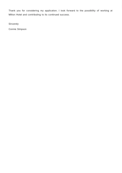 Free Restaurant Server Job Application Letter  Template to Edit Online