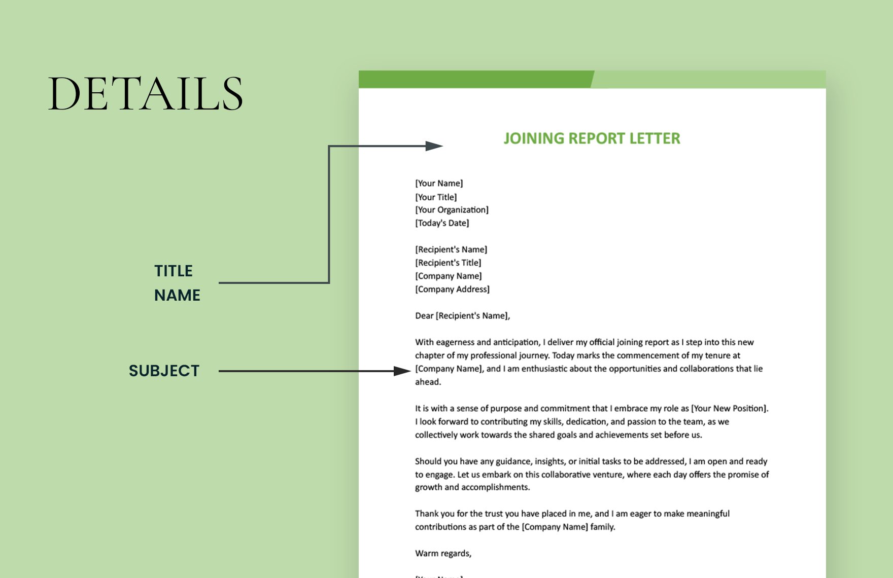 Joining Report Letter