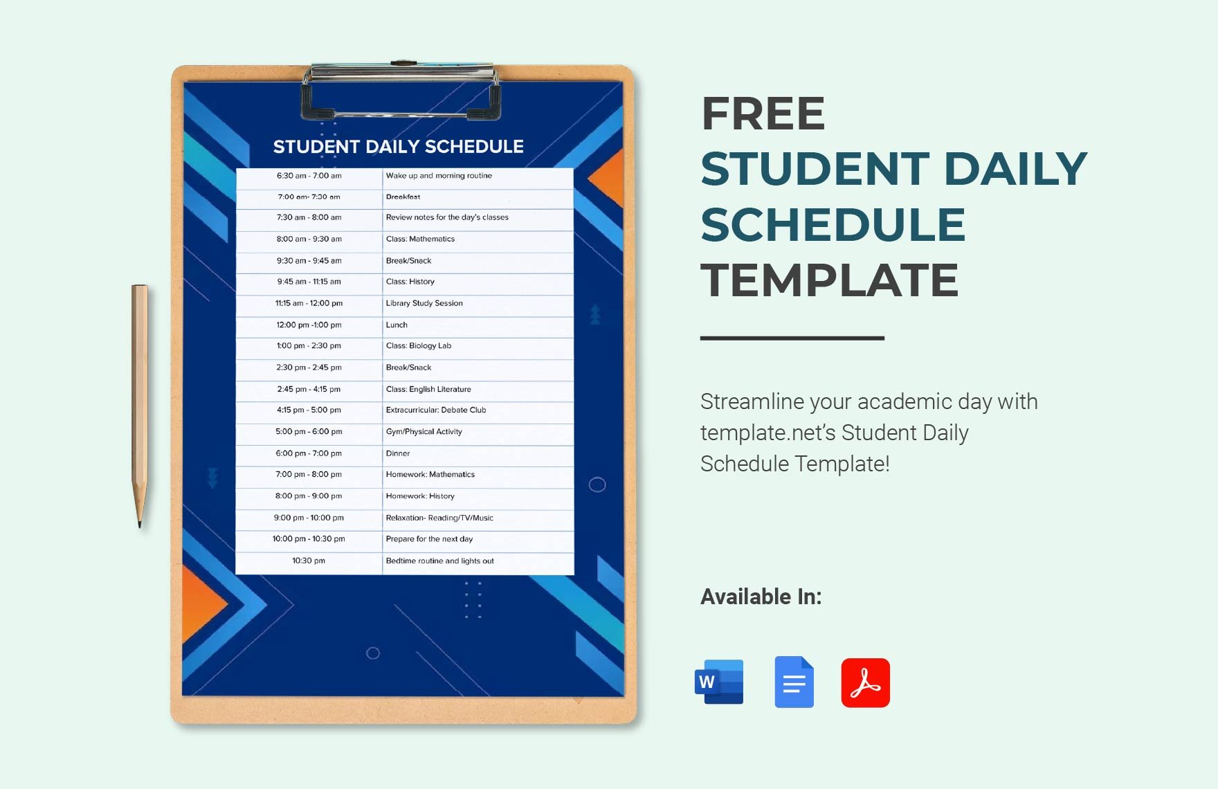 Student Daily Schedule Template