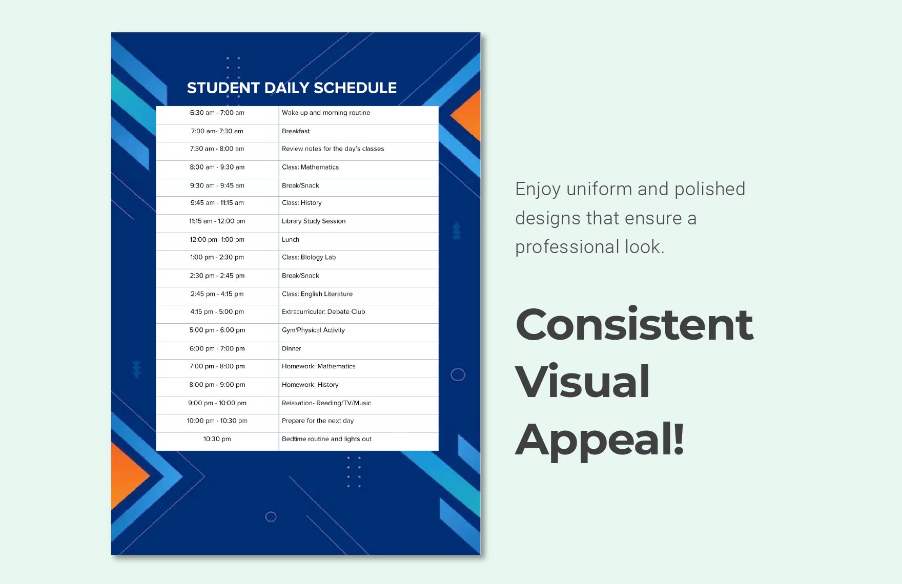 Student Daily Schedule Template