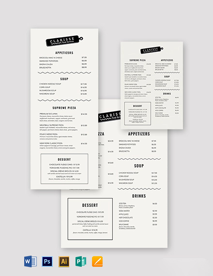 Elegant Wedding Menu Template - Illustrator, Word, Apple Pages, PSD ...