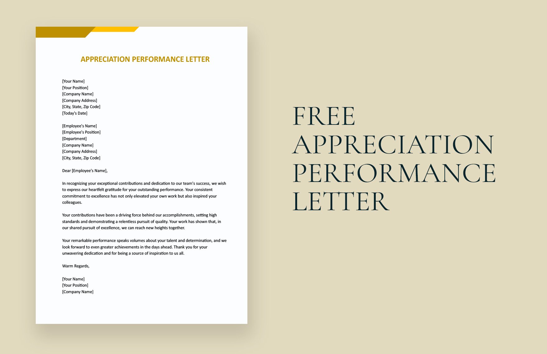 Appreciation Performance Letter in Word, Google Docs