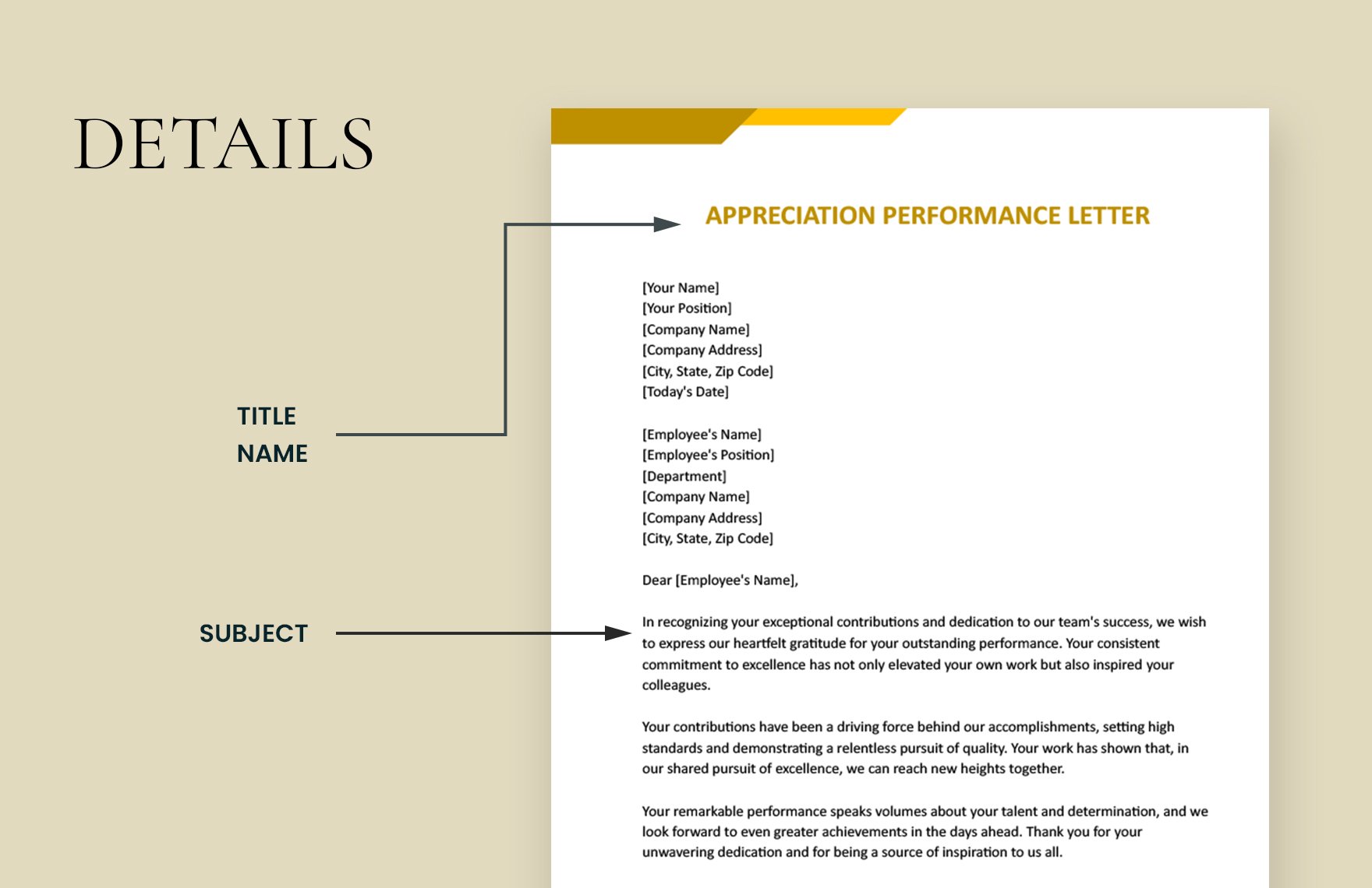 Appreciation Performance Letter