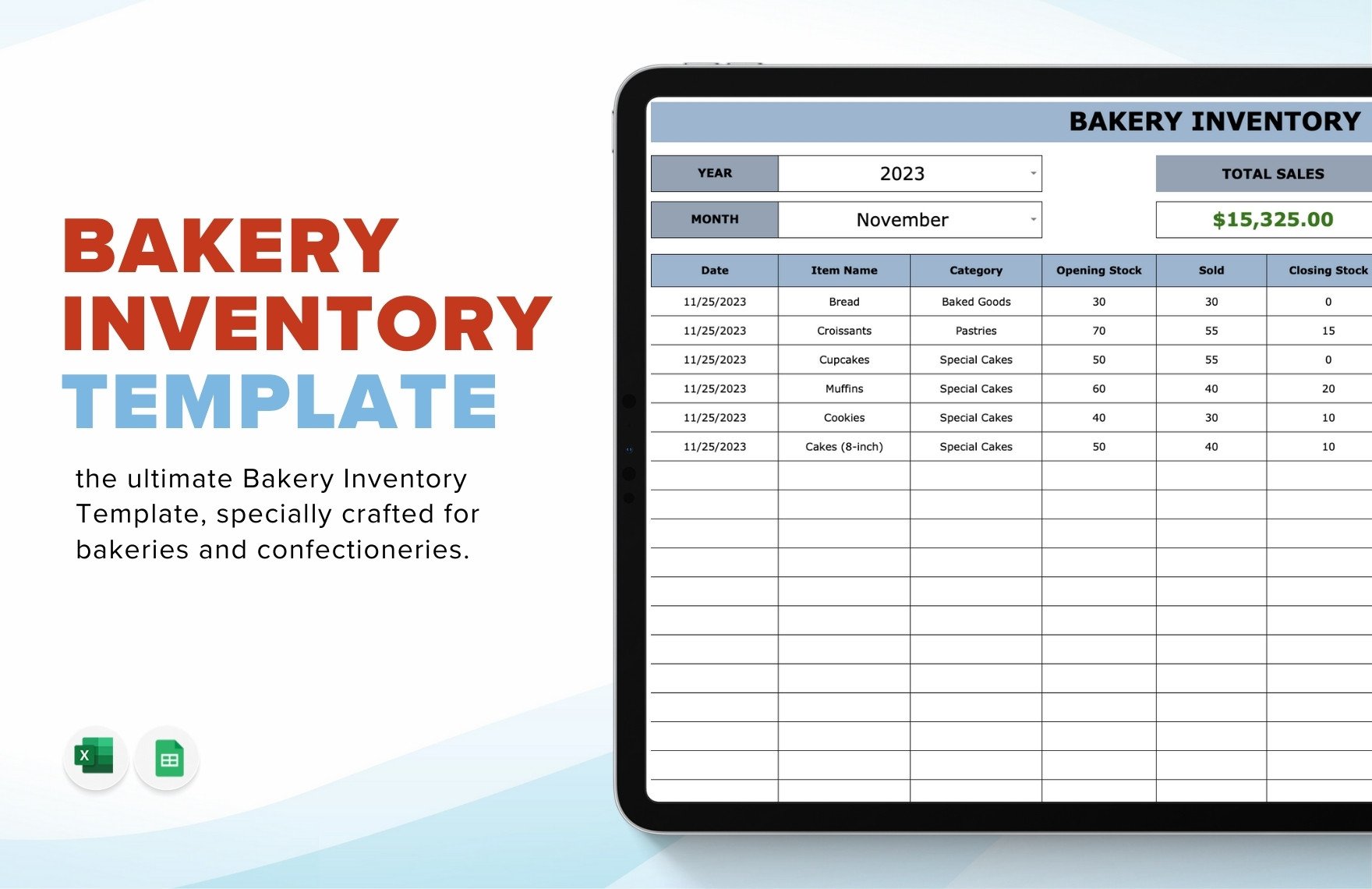 Bakery Inventory Template