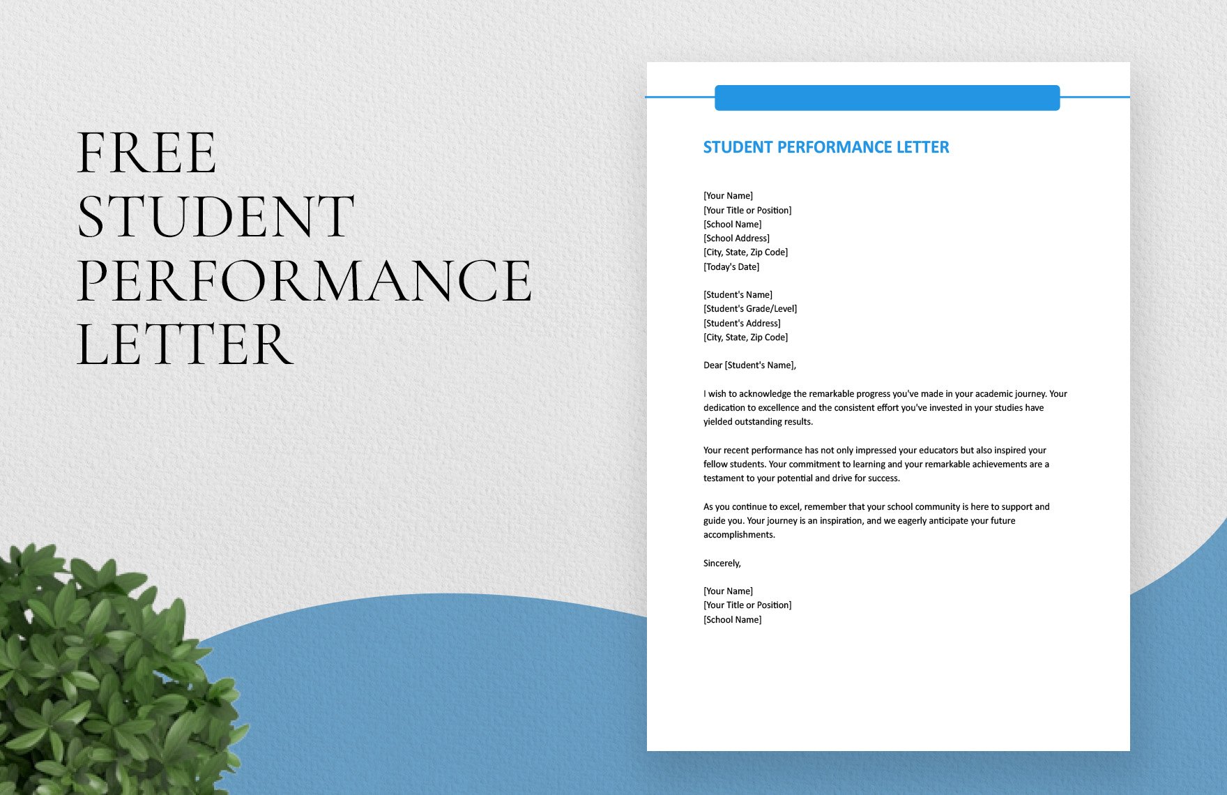 Student Performance Letter in Word, Google Docs