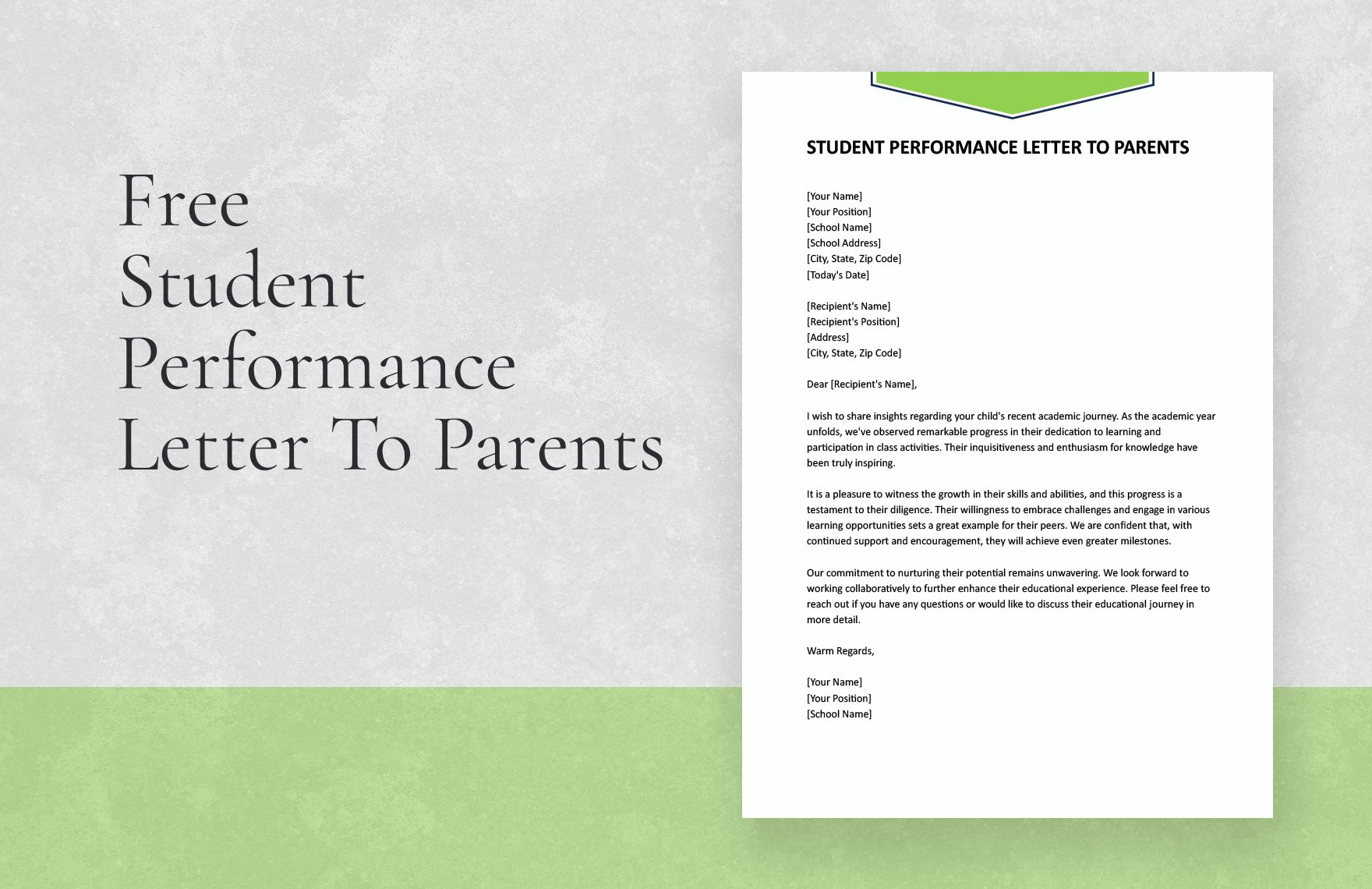 Student Performance Letter To Parents