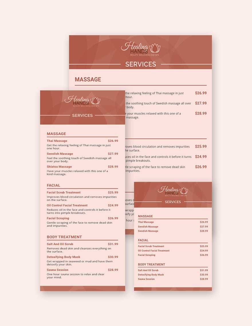 Retro Service Menu Template in Word, Illustrator, PSD, Apple Pages, Publisher