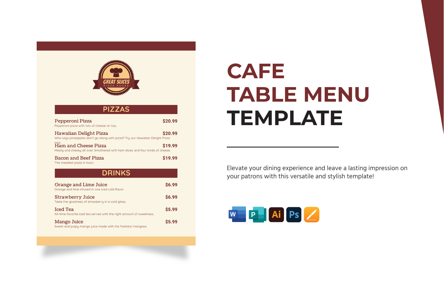 Cafe Table Menu Template