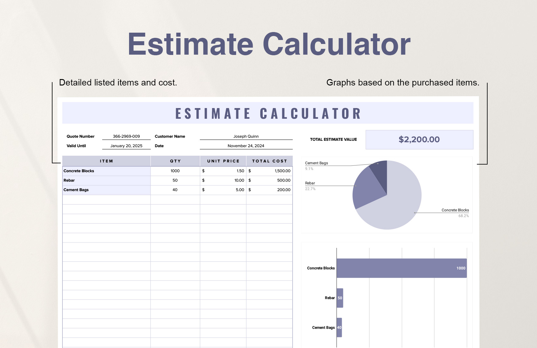 Estimate Calculator Template In Excel Google Sheets PDF Download Estimate Calculator Template In Excel Google Sheets PDF Download