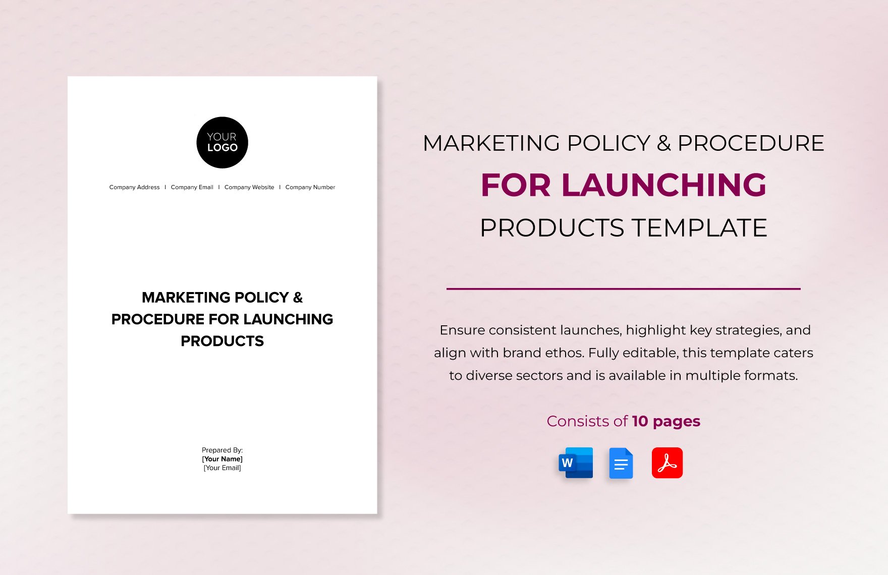 Marketing Policy & Procedure for Launching Products Template in Word, Google Docs, PDF