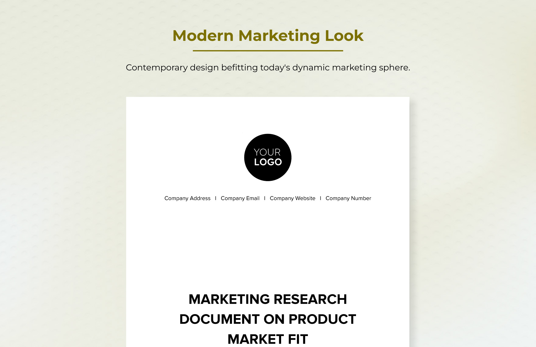 Marketing Research Document on Product Market Fit Template