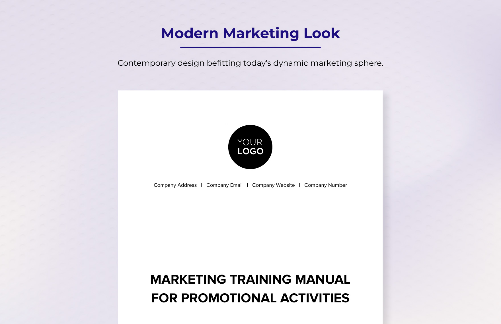 Marketing Training Manual for Promotional Activities Template