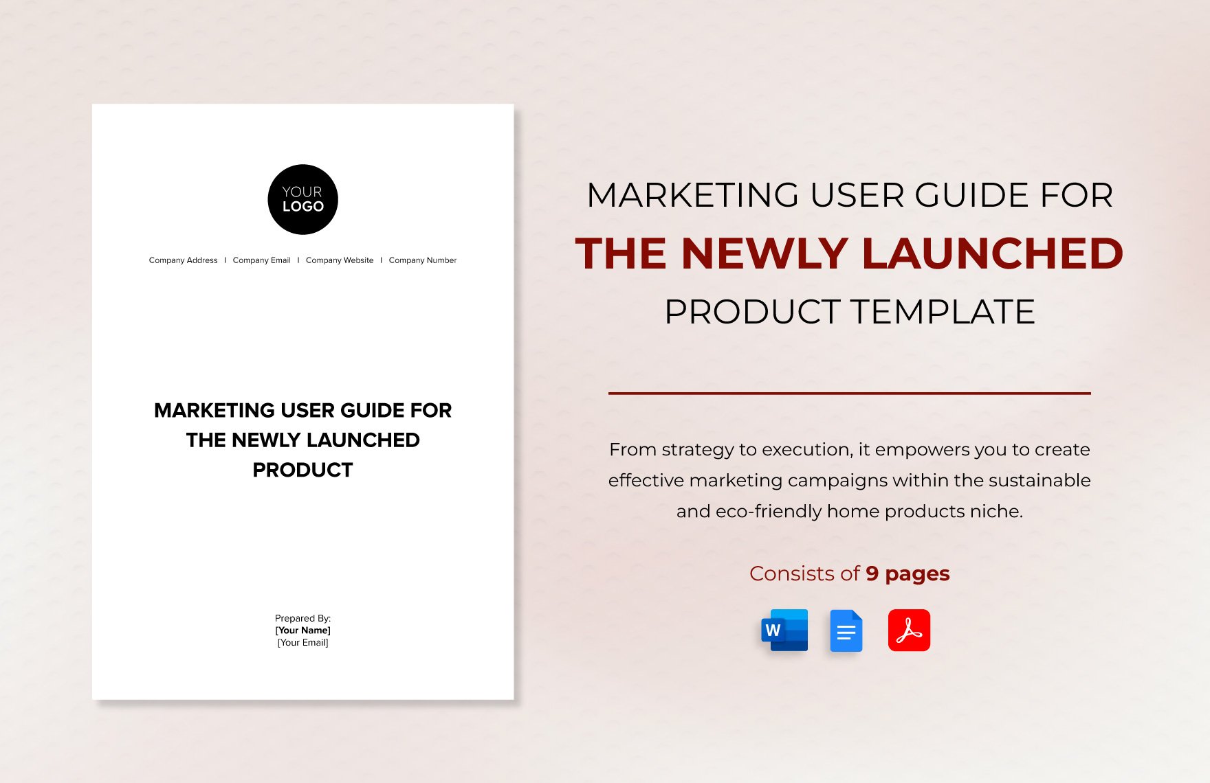 Marketing User Guide for the Newly Launched Product Template in Word, Google Docs, PDF