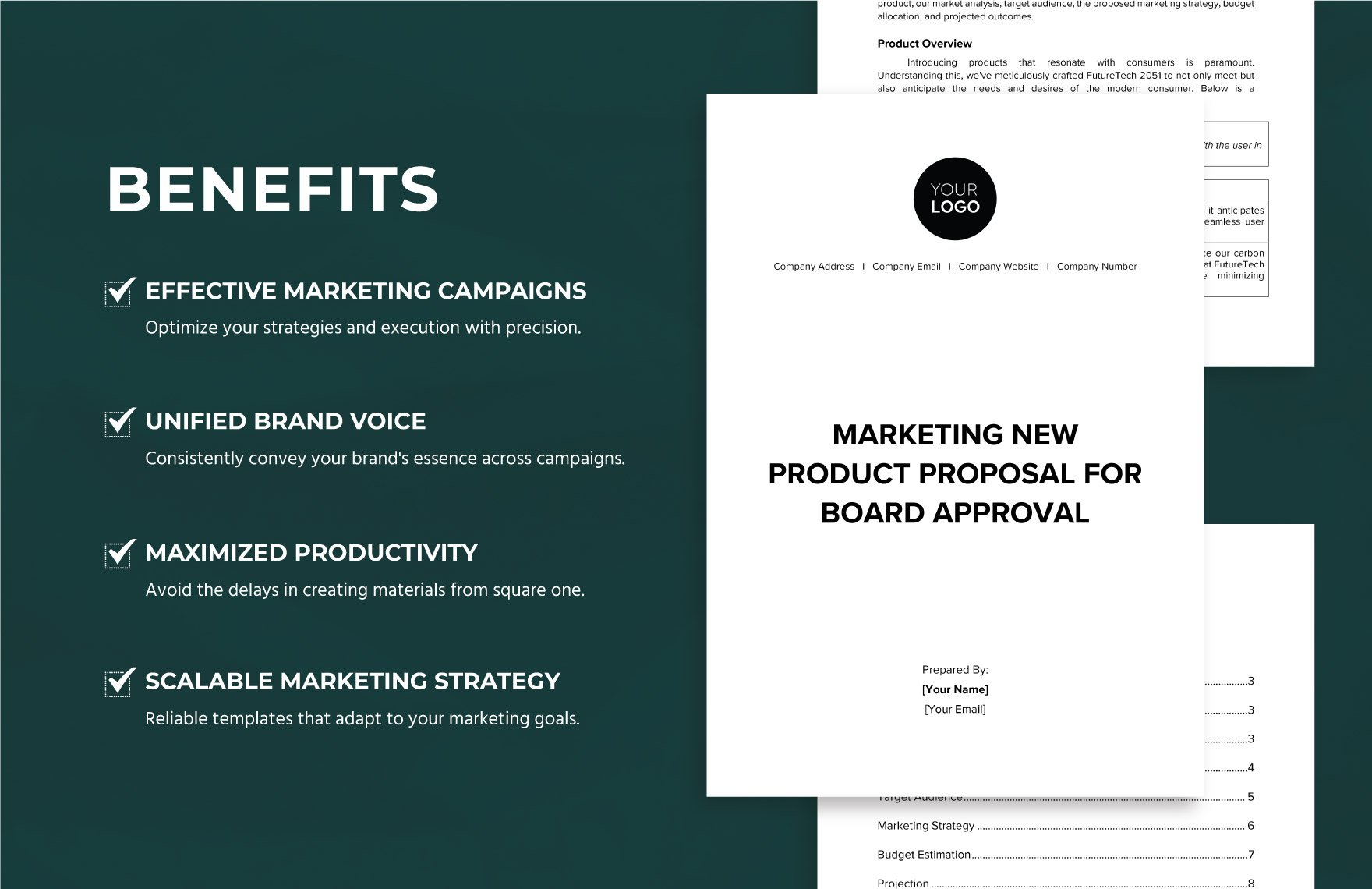Marketing New Product Proposal for Board Approval Template