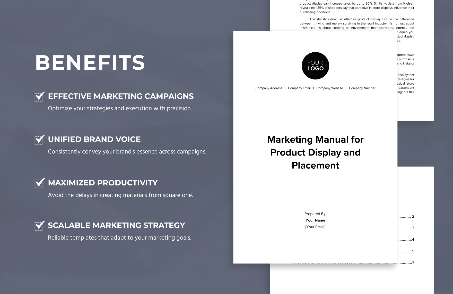 Marketing Manual for Product Display and Placement Template in Word