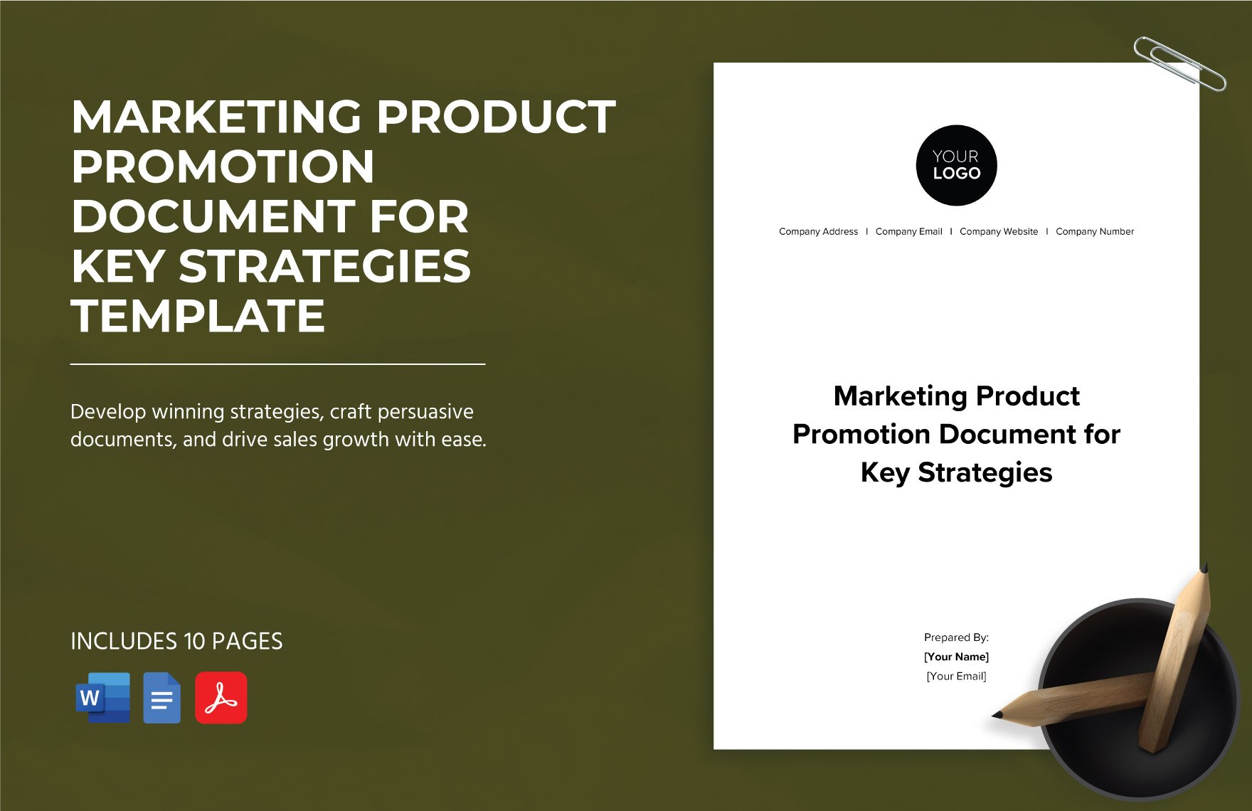 Marketing Product Promotion Document for Key Strategies Template
