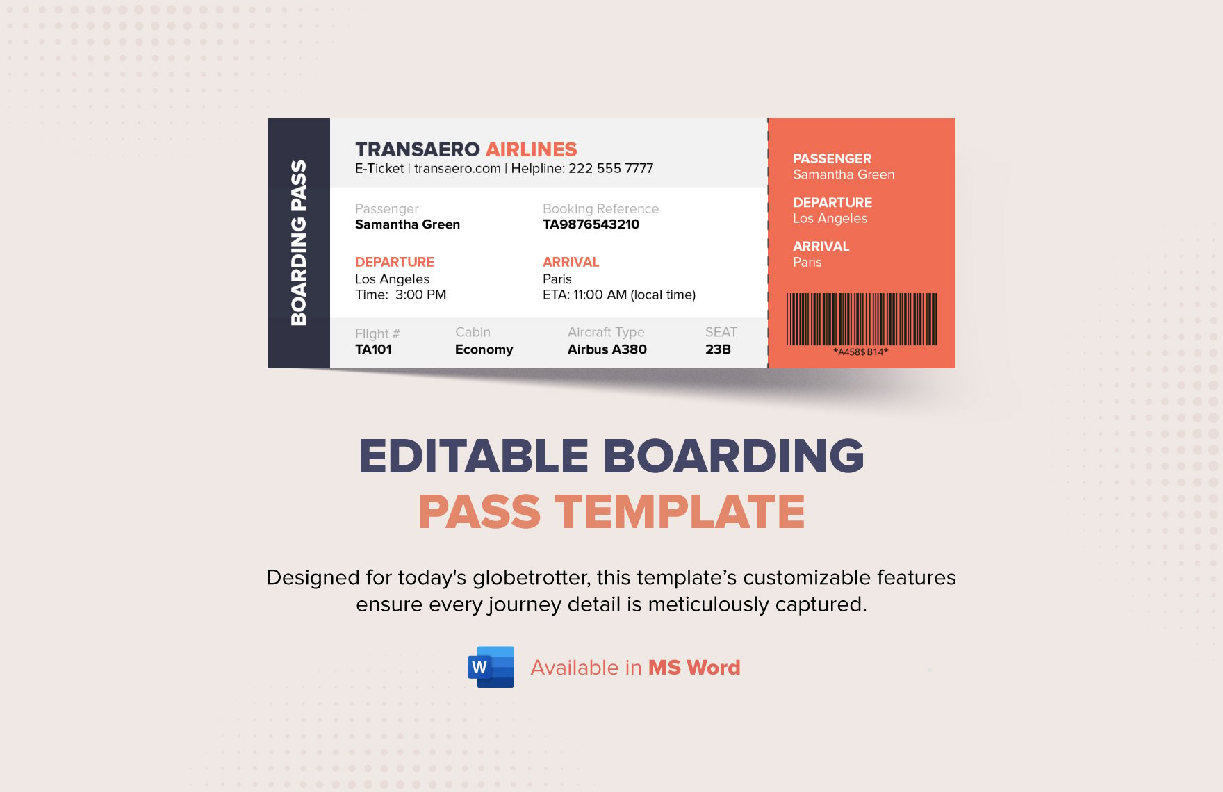 Editable Boarding Pass Template