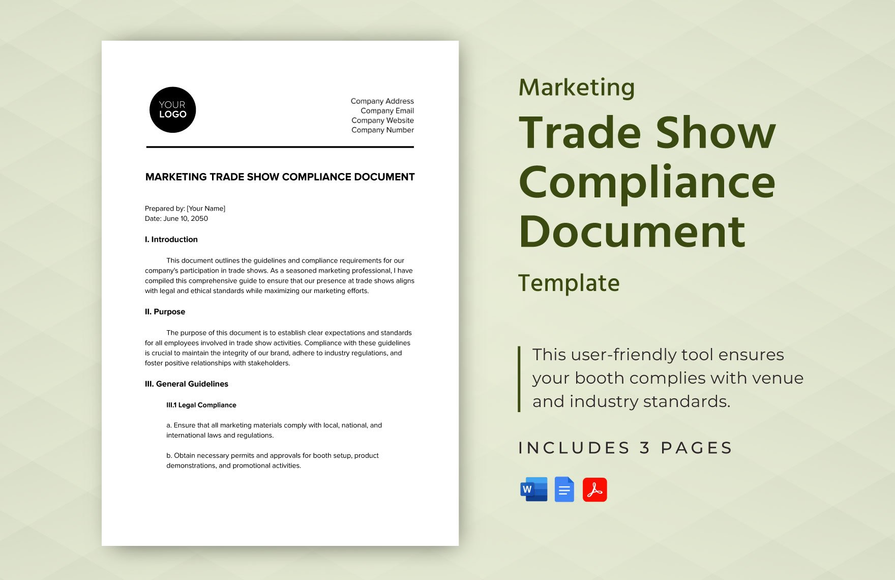 Marketing Trade Show Compliance Document Template in Word, Google Docs, PDF