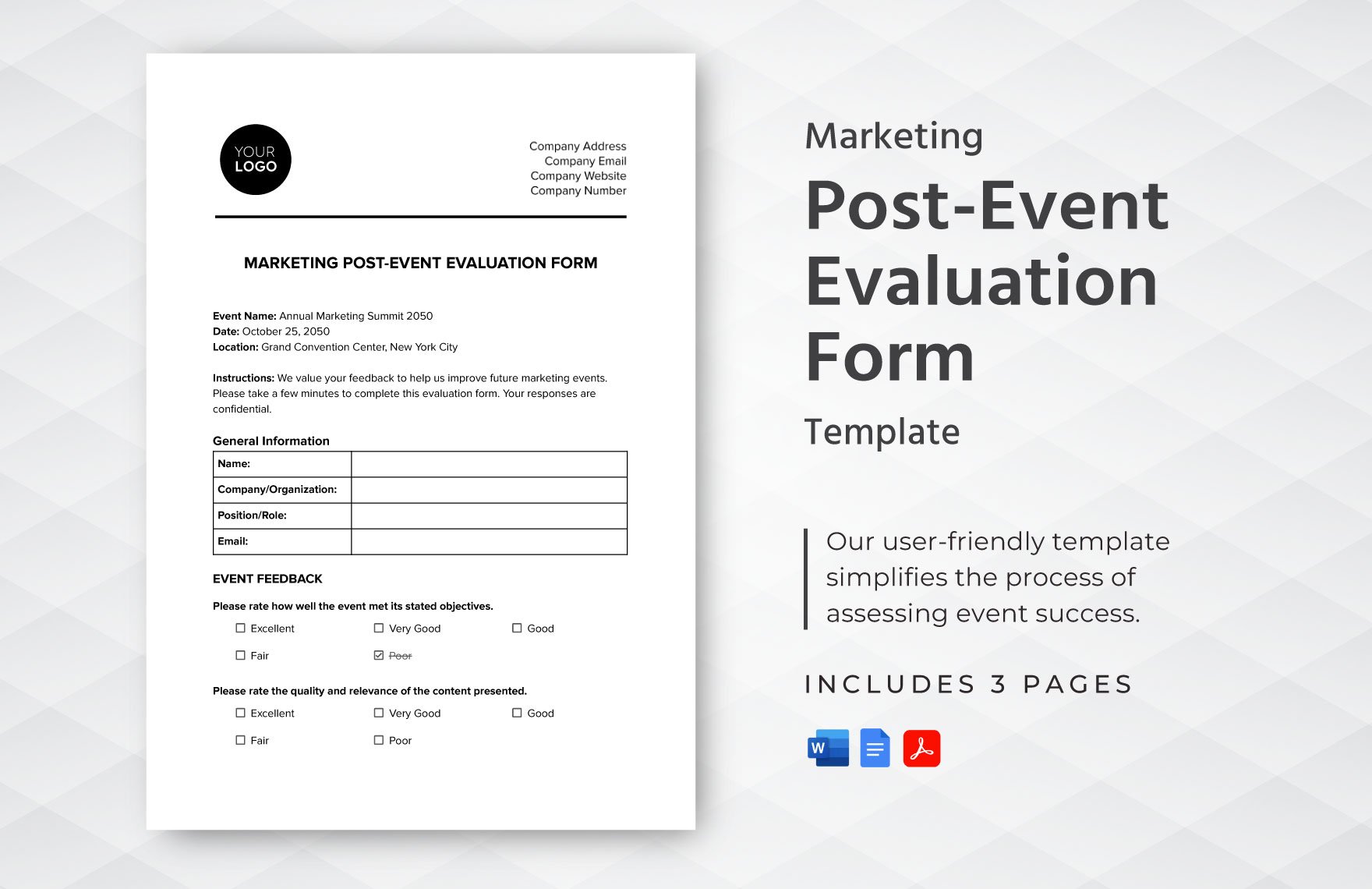 Marketing Post-Event Evaluation Form Template in Word, Google Docs, PDF