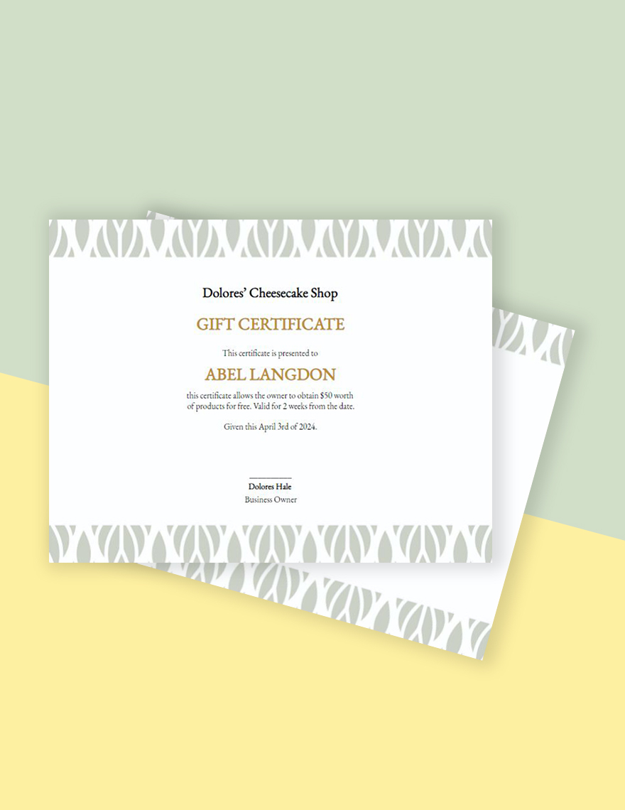 Small Business Gift Certificate Template