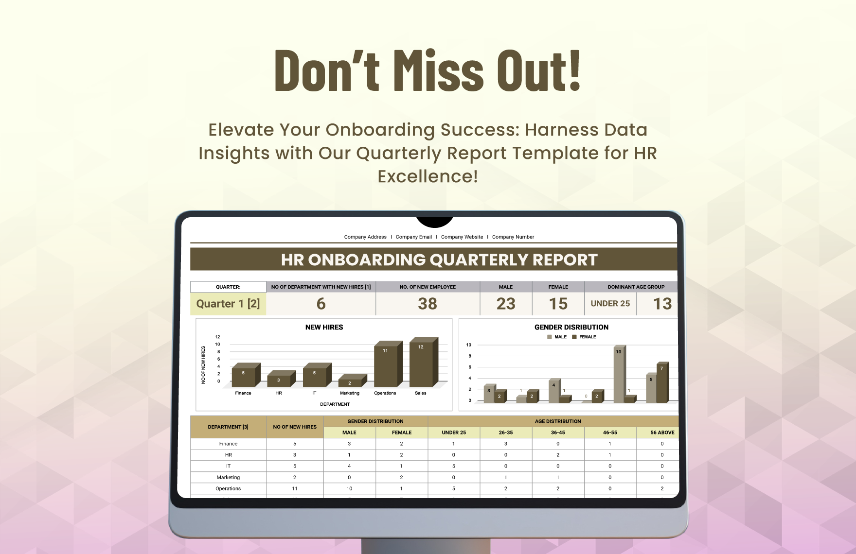 HR Onboarding Quarterly Report Template