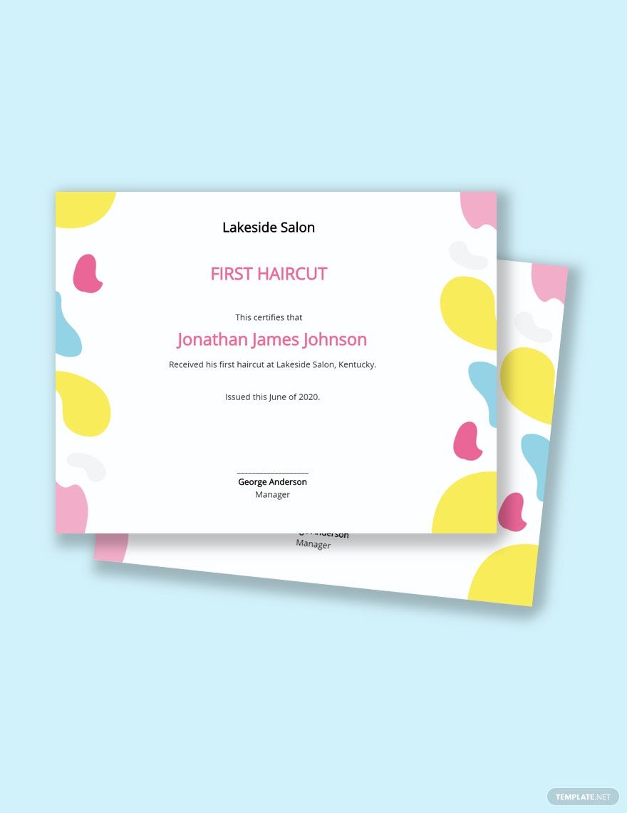 Baby First Haircut Certificate Template