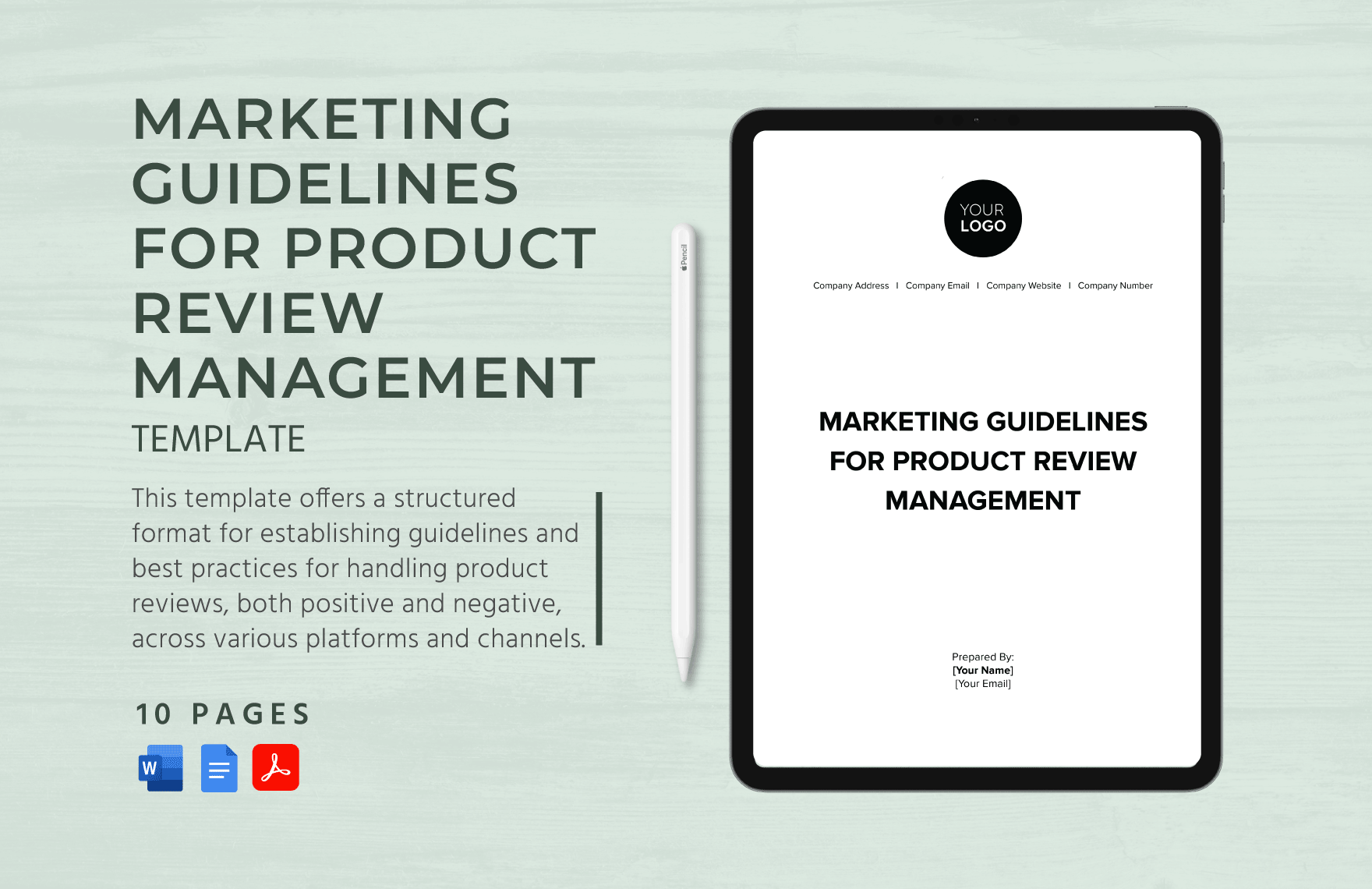 Marketing Guidelines for Product Review Management Template