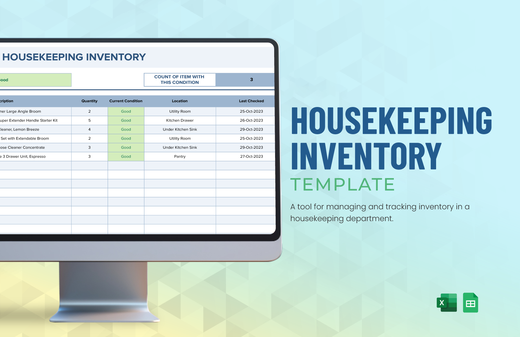 Free Housekeeping Inventory Template in Excel, Google Sheets