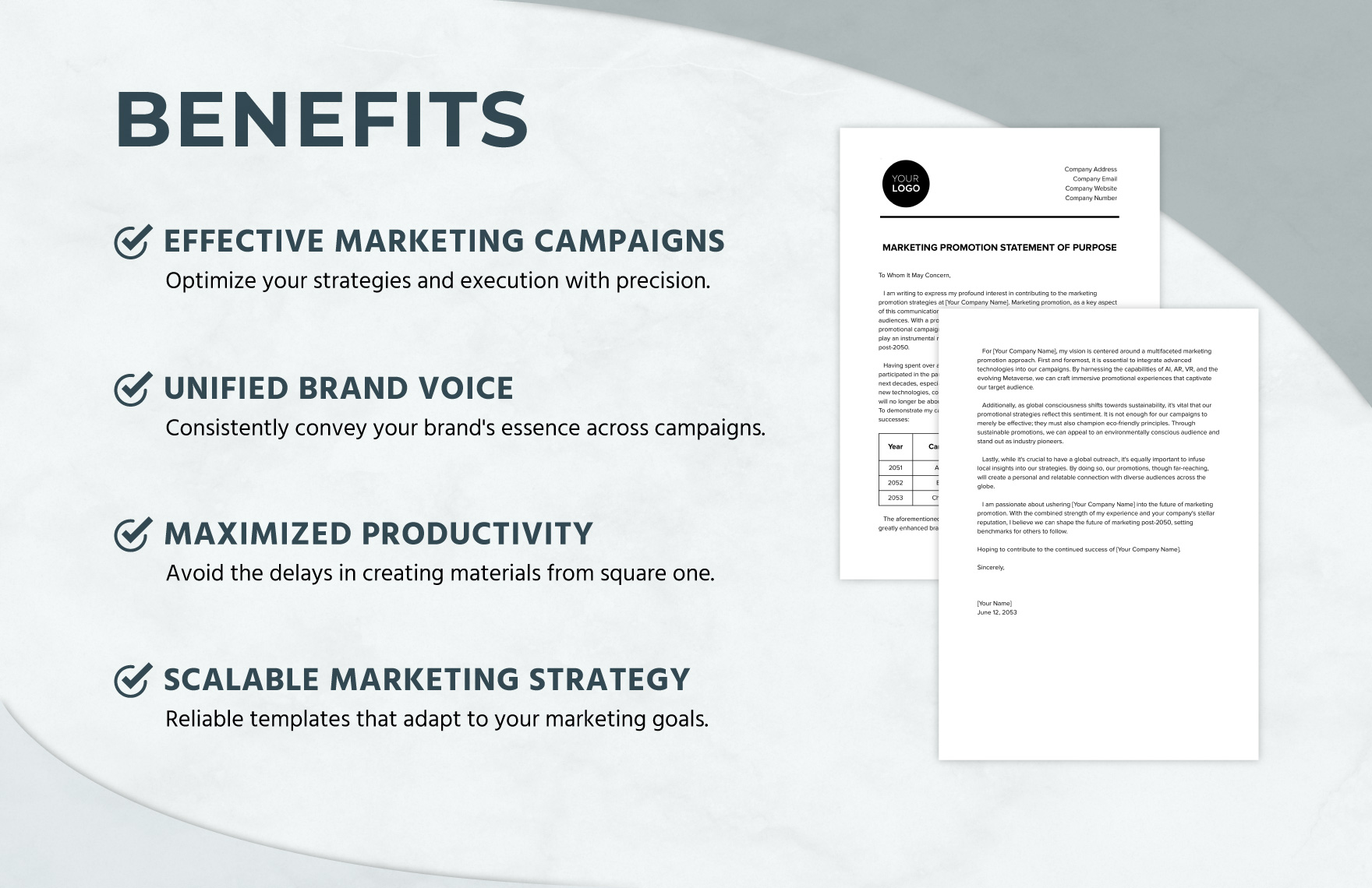 Marketing Promotion Statement of Purpose Template