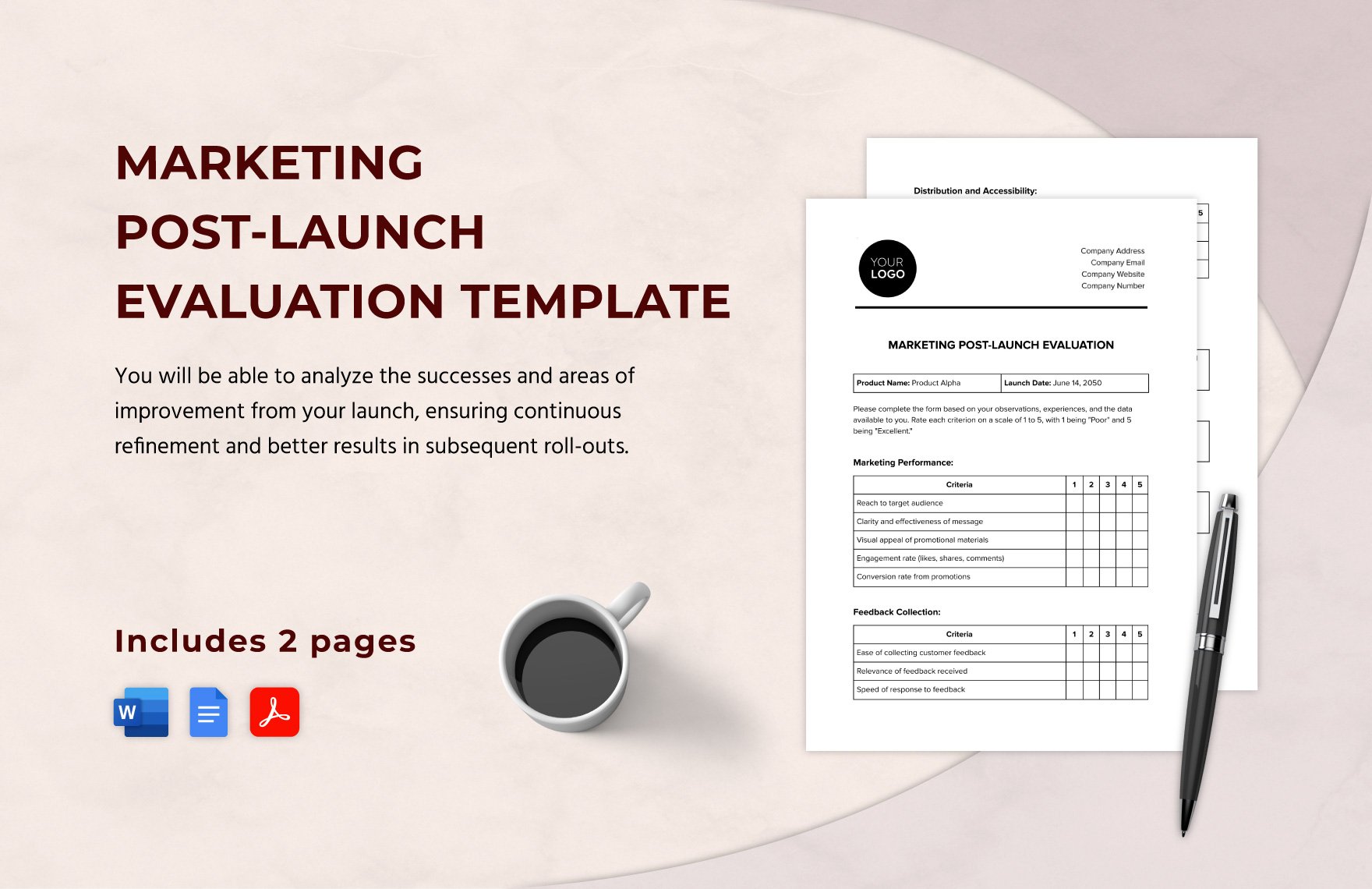 Marketing Post-Launch Evaluation Template in Word, Google Docs, PDF