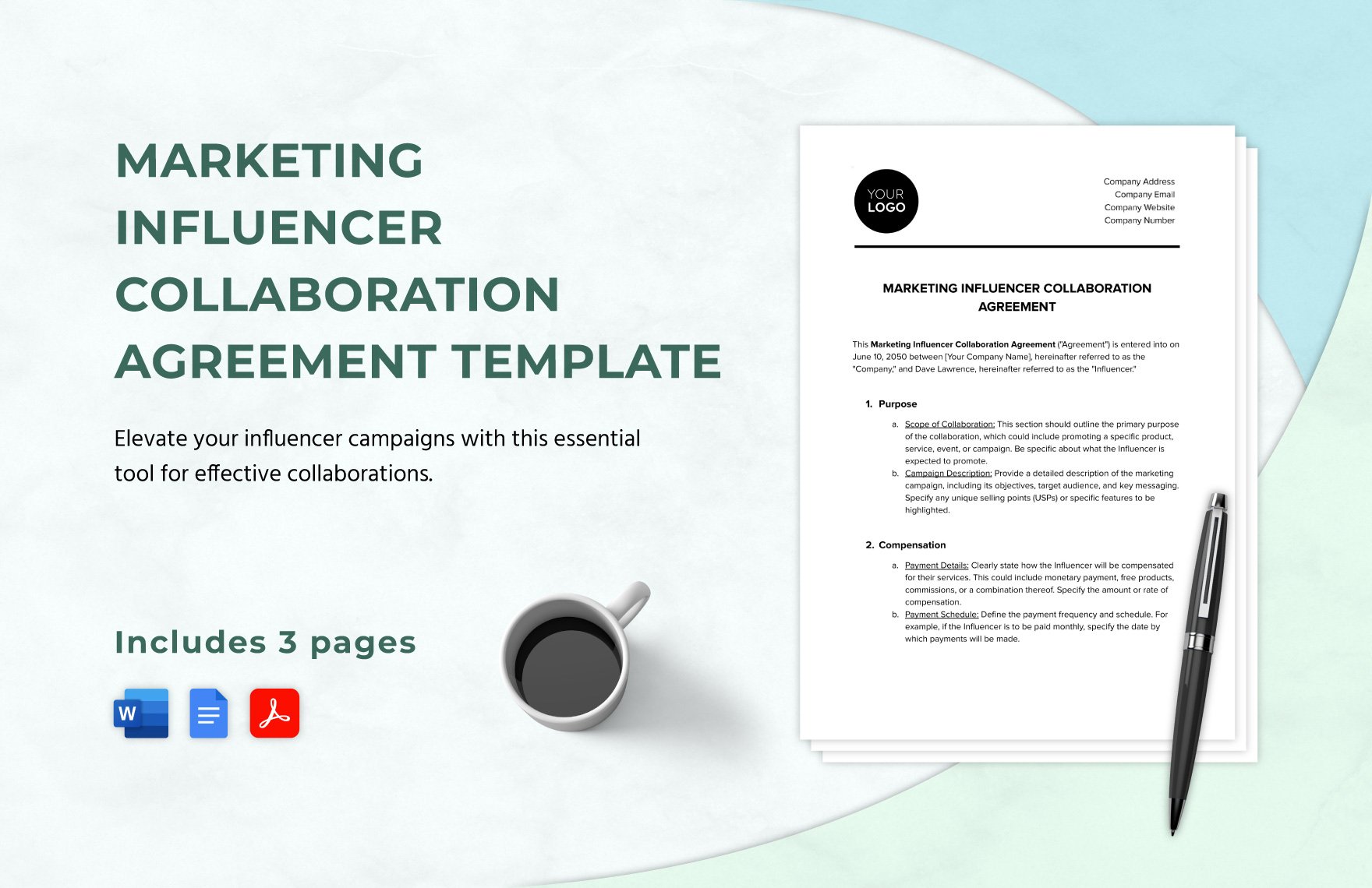 Marketing Influencer Collaboration Agreement Template in Word, Google Docs, PDF