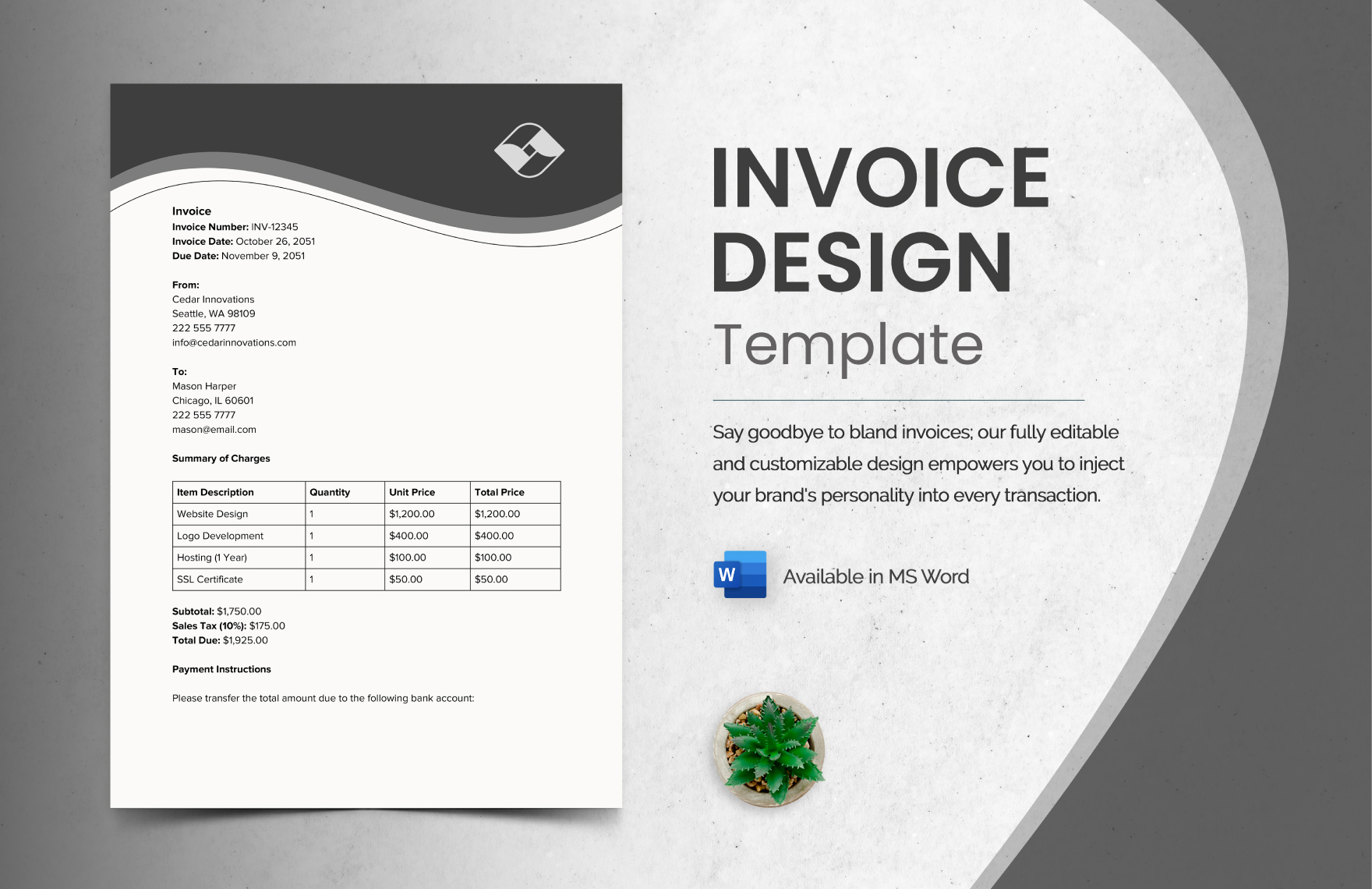 Invoice Design Template in Word - Download | Template.net