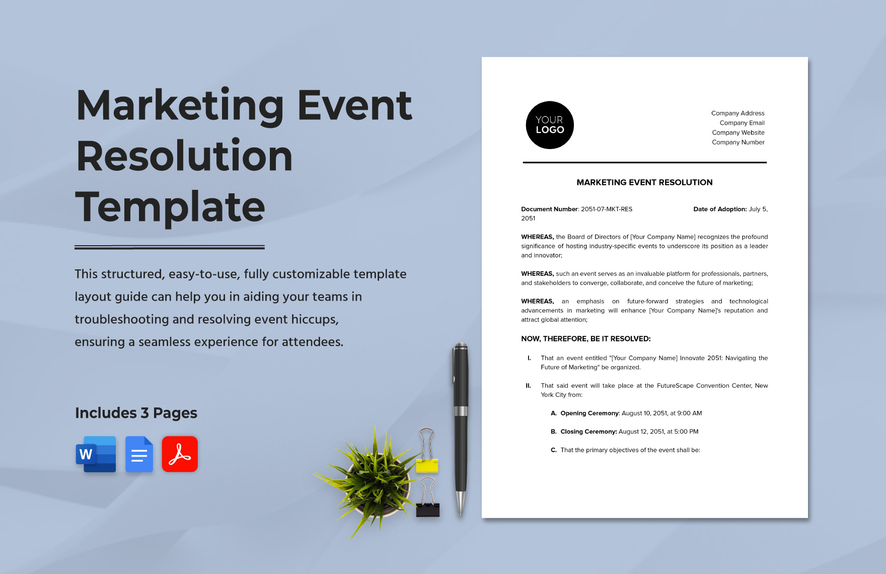 Marketing Event Resolution Template 