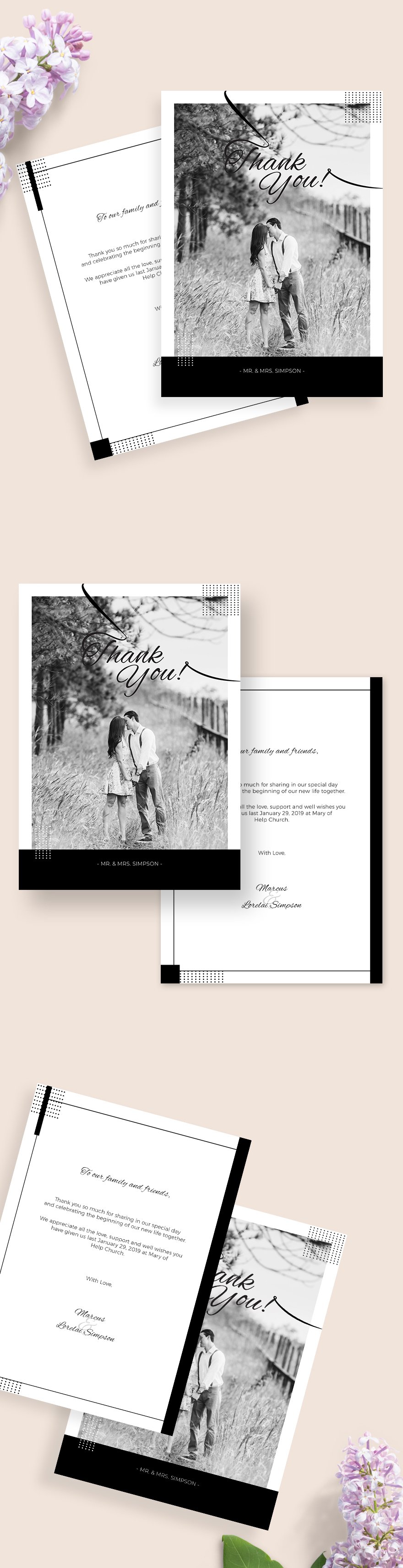 Free Simple Wedding Thank You Card Template