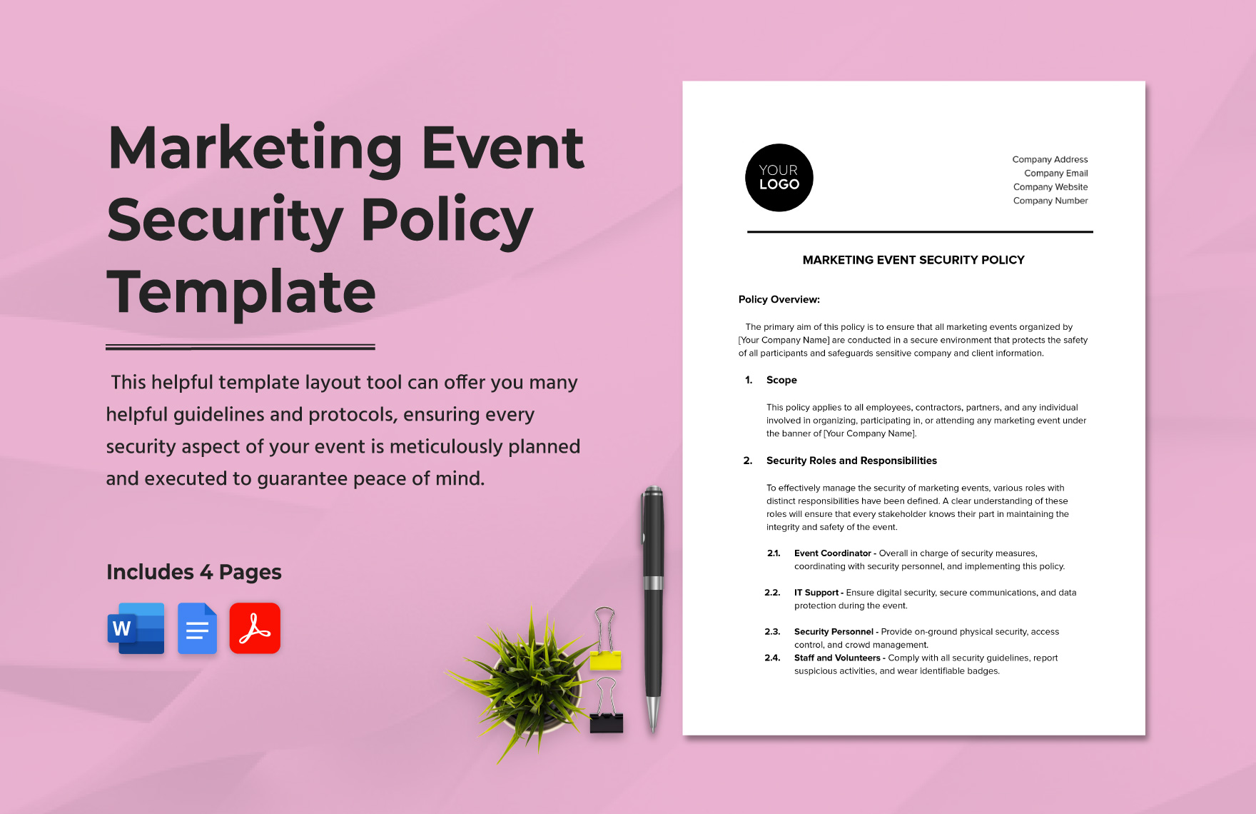 Marketing Event Security Policy Template  in Word, PDF, Google Docs - Download | Template.net