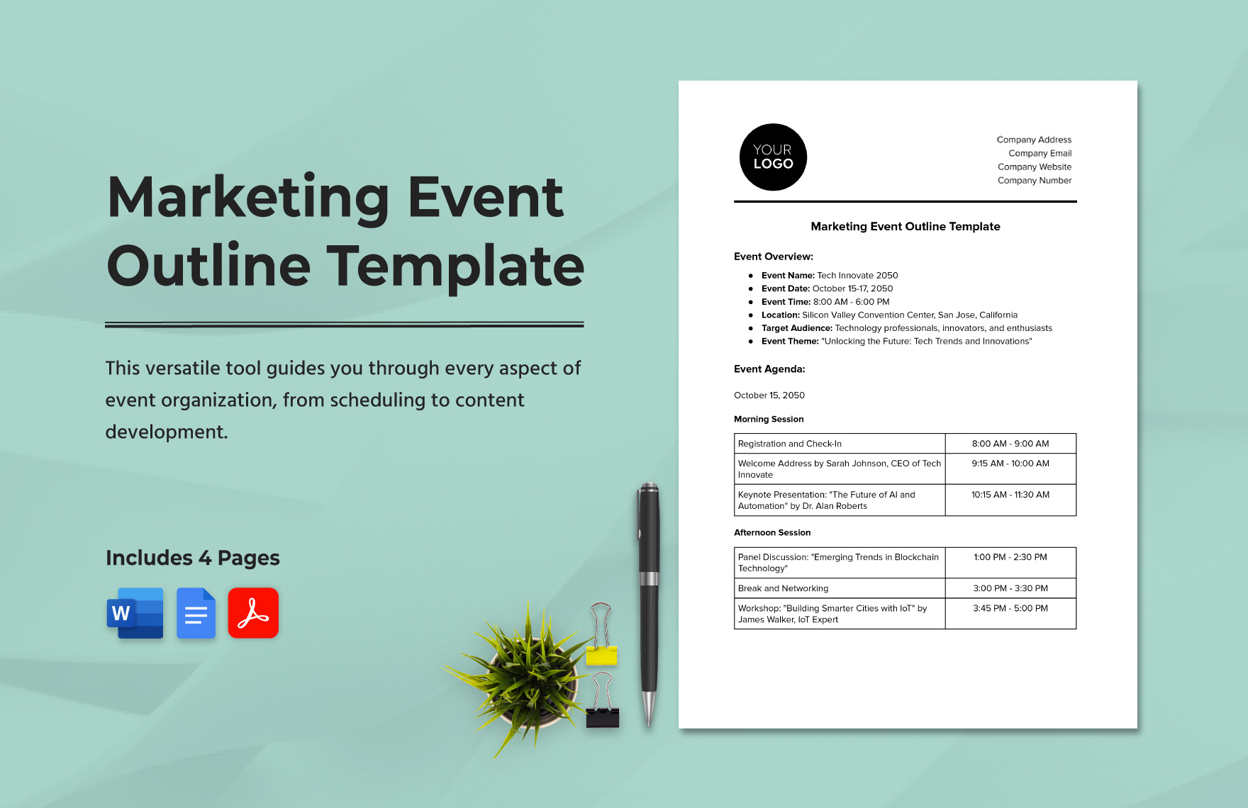 Marketing Event Outline Template in Word, Google Docs, PDF