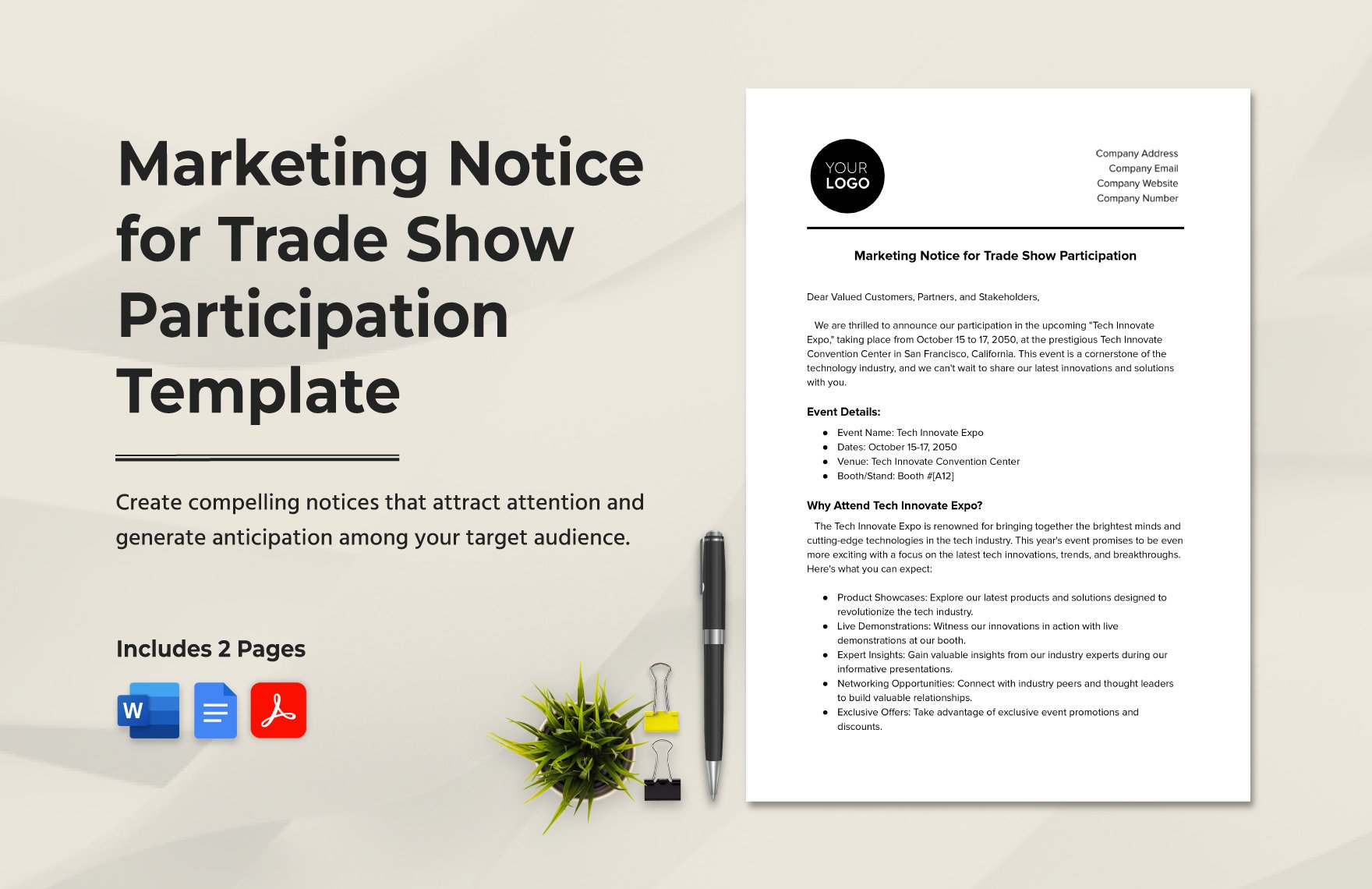 Marketing Notice for Trade Show Participation Template