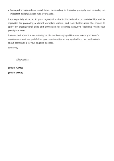 Free Executive Assistant Cover Letter to Edit Online