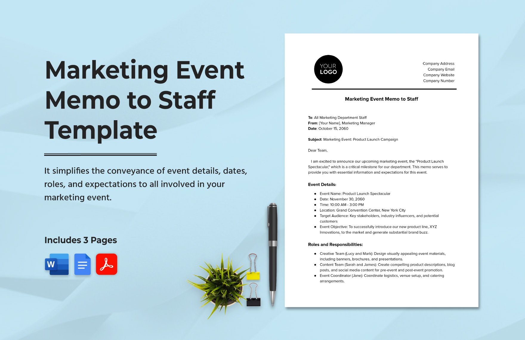 Marketing Event Memo to Staff Template
