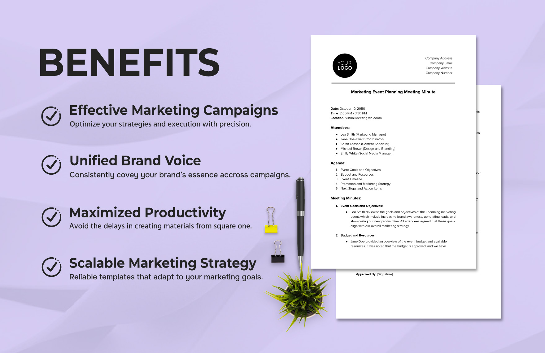 Marketing Event Planning Meeting Minute Template 