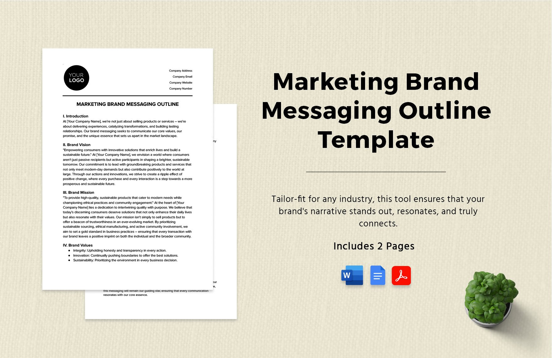 Marketing Brand Messaging Outline Template in Word, Google Docs, PDF