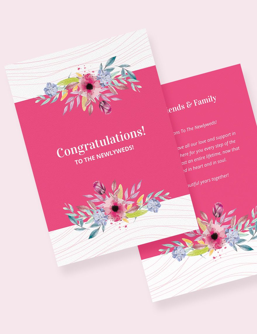 Wedding Congratulations Greeting Card Template