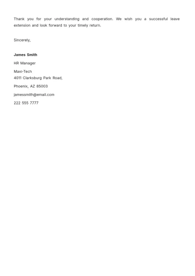 Free Leave Extension Approval Letter  Template to Edit Online